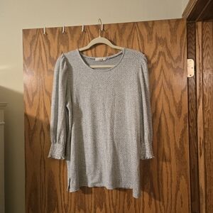 Light Gray Patterned Women's Long Sleeve Top